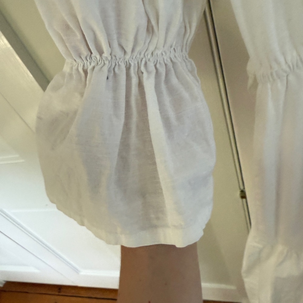 White Linen Tiered Maxi Dress - Picture 4 of 8
